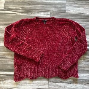 Scalloped Hem Chenille Sweater